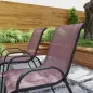 Set de 4 Sillas de Exterior Apilables Asiento de Malla Respaldo Alto y Marco de Acero para Jardín Marrón Oscuro y Negro