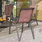 Set de 4 Sillas de Exterior Apilables Asiento de Malla Respaldo Alto y Marco de Acero para Jardín Marrón Oscuro y Negro