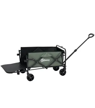 Carro de Jardín Plegable con Mango Telescópico Ajustable Puerta Trasera Expandible para Campaña y Compra Verde