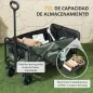 Carro de Jardín Plegable con Mango Telescópico Ajustable Puerta Trasera Expandible para Campaña y Compra Verde