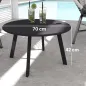 Mesa de Centro Redonda de Metal con Patas Antideslizantes y Borde Seguro para Patio Balcón Salón Ø70x42 cm Negro