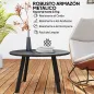 Mesa de Centro Redonda de Metal con Patas Antideslizantes y Borde Seguro para Patio Balcón Salón Ø70x42 cm Negro
