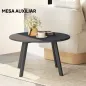 Mesa de Centro Redonda de Metal con Patas Antideslizantes y Borde Seguro para Patio Balcón Salón Ø70x42 cm Negro