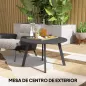 Mesa de Centro Redonda de Metal con Patas Antideslizantes y Borde Seguro para Patio Balcón Salón Ø70x42 cm Negro