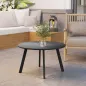 Mesa de Centro Redonda de Metal con Patas Antideslizantes y Borde Seguro para Patio Balcón Salón Ø70x42 cm Negro