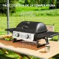 Barbacoa de Gas Compacta con 2 Quemadores Termómetro Estantes Laterales Plegables y Bandeja de Goteo 101x48x41 cm Negro