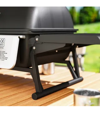 Barbacoa de Gas Compacta con 2 Quemadores Termómetro Estantes Laterales Plegables y Bandeja de Goteo 101x48x41 cm Negro