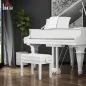 Banco para Piano con Ajustable en Altura de 48 a 58 cm Espacio de Almacenamiento Patas de Madera Blanco