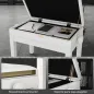 Banco para Piano con Ajustable en Altura de 48 a 58 cm Espacio de Almacenamiento Patas de Madera Blanco