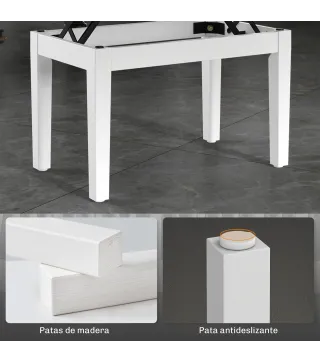 Banco para Piano con Ajustable en Altura de 48 a 58 cm Espacio de Almacenamiento Patas de Madera Blanco