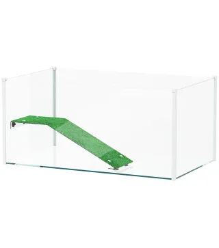 Acuario para Tortugas Terrario de Tortugas con Plataforma Rampa y Vista Panorámica 360° 60x35x28 cm Blanco