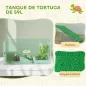 Acuario para Tortugas Terrario de Tortugas con Plataforma Rampa y Vista Panorámica 360° 60x35x28 cm Blanco