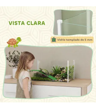 Acuario para Tortugas Terrario de Tortugas con Plataforma Rampa y Vista Panorámica 360° 60x35x28 cm Blanco