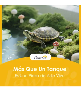 Acuario para Tortugas Terrario de Tortugas con Plataforma Rampa y Vista Panorámica 360° 60x35x28 cm Blanco