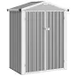 Cobertizo de Jardín Exterior 1,1 m² 133x87x178 cm con 2 Puertas Abatibles Techo a Dos Aguas y Guantes Gris Plateado