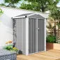 Cobertizo de Jardín Exterior 1,1 m² 133x87x178 cm con 2 Puertas Abatibles Techo a Dos Aguas y Guantes Gris Plateado
