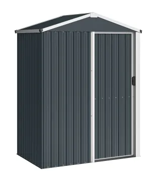 Cobertizo de Jardín Exterior 1,1 m² 136x87x179 cm con Puerta Corredera Techo Inclinado y Guantes Gris Oscuro
