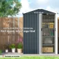 Cobertizo de Jardín Exterior 1,1 m² 136x87x179 cm con Puerta Corredera Techo Inclinado y Guantes Gris Oscuro