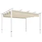 Pérgola de Jardín 4x3 m con Techo Retráctil Protección UPF30+ Drenaje Cenador de Jardín para Patio Exterior Beige