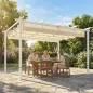 Pérgola de Jardín 4x3 m con Techo Retráctil Protección UPF30+ Drenaje Cenador de Jardín para Patio Exterior Beige