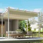 Pérgola de Jardín 4x3 m con Techo Retráctil Protección UPF30+ Drenaje Cenador de Jardín para Patio Exterior Beige