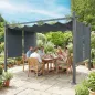 Pérgola de Jardín 4x3 m con Cortinas Enrollables Automáticas y Techo Retráctil Cenador de Jardín con UPF50+ Gris Oscuro