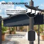 Pérgola de Jardín 4x3 m con Cortinas Enrollables Automáticas y Techo Retráctil Cenador de Jardín con UPF50+ Gris Oscuro