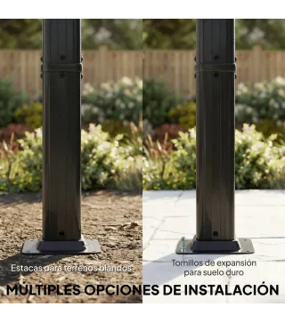 Pérgola de Jardín 4x3 m con Cortinas Enrollables Automáticas y Techo Retráctil Cenador de Jardín con UPF50+ Gris Oscuro