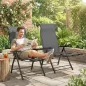 Pack de 2 Sillas Plegables Reclinables de Jardín Exterior con Respaldo Alto Ajustable en 5 Posiciones Reposapiés Gris
