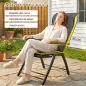 Pack de 2 Sillas Plegables Reclinables de Jardín Exterior con Respaldo Alto Ajustable en 5 Posiciones Reposapiés Gris