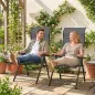 Pack de 2 Sillas Plegables Reclinables de Jardín Exterior con Respaldo Alto Ajustable en 5 Posiciones Reposapiés Gris