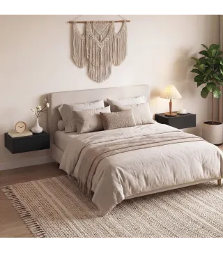 Set de 2 Mesillas de Noche de Pared Mesitas de Noche Flotantes con 1 Cajón para Dormitorio 40x30x15 cm Negro