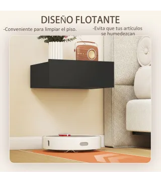 Set de 2 Mesillas de Noche de Pared Mesitas de Noche Flotantes con 1 Cajón para Dormitorio 40x30x15 cm Negro