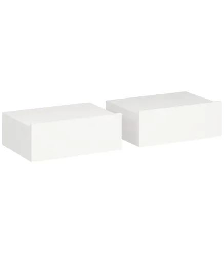 Set de 2 Mesillas de Noche de Pared Mesitas de Noche Flotantes con 1 Cajón para Dormitorio 40x30x15 cm Blanco