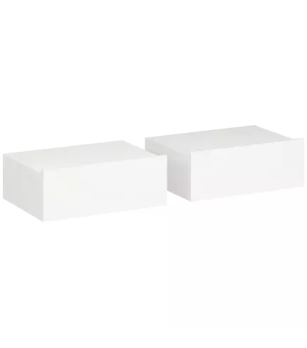 Set de 2 Mesillas de Noche de Pared Mesitas de Noche Flotantes con 1 Cajón para Dormitorio 40x30x15 cm Blanco