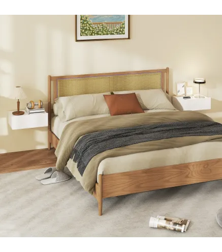 Set de 2 Mesillas de Noche de Pared Mesitas de Noche Flotantes con 1 Cajón para Dormitorio 40x30x15 cm Blanco