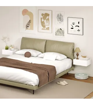 Set de 2 Mesillas de Noche de Pared Mesitas de Noche Flotantes con 1 Cajón para Dormitorio 40x30x15 cm Blanco