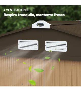 Cobertizo de Jardín Exterior 2,42 m² 213x130x185 cm con Puerta Corredera Ventilación y Kit de Fundación Amarillo