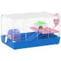 Jaula para Hámster Casa para Roedores con Rueda de Ejercicio Cuenco Bebedero Casita Rampas para Jerbos 47x30x27 cm Azul