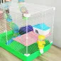 Jaula para Hámster con Túnel Cuenco Bebedero Casita Rampa Rueda de Ejercicio Bandeja Extraíble 46x30x37 cm Verde