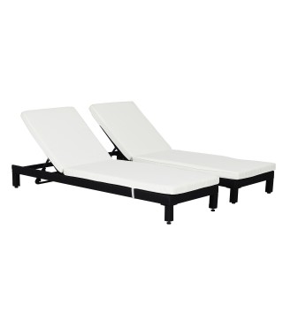 Set de 2 Tumbonas de Ratán