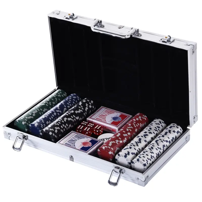 Maletín de Poker Profesional de Aluminio con 300 Fichas Juego Set de Poker Casino con 5 Dados 2 Barajas de Cartas y 1 Ficha de C Maletín de Poker Profesional de Aluminio con 300 Fichas Juego Set de Poker Casino con 5 Dados 2 Barajas de Cartas y 1 Ficha de C