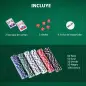 Maletín de Poker Profesional de Aluminio con 300 Fichas Juego Set de Poker Casino con 5 Dados 2 Barajas de Cartas y 1 Ficha de C