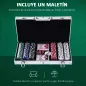 Maletín de Poker Profesional de Aluminio con 300 Fichas Juego Set de Poker Casino con 5 Dados 2 Barajas de Cartas y 1 Ficha de C
