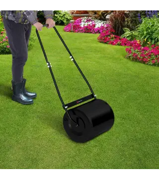 Rodillo de Césped de Jardín Apisonadora de Césped de Acero 30L Llena de Agua o Arena Medida de Rodillo Φ32x40cm Asa Desmontable