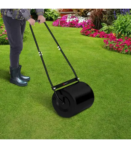 Rodillo de Césped de Jardín Apisonadora de Césped de Acero 30L Llena de Agua o Arena Medida de Rodillo Φ32x40cm Asa Desmontable