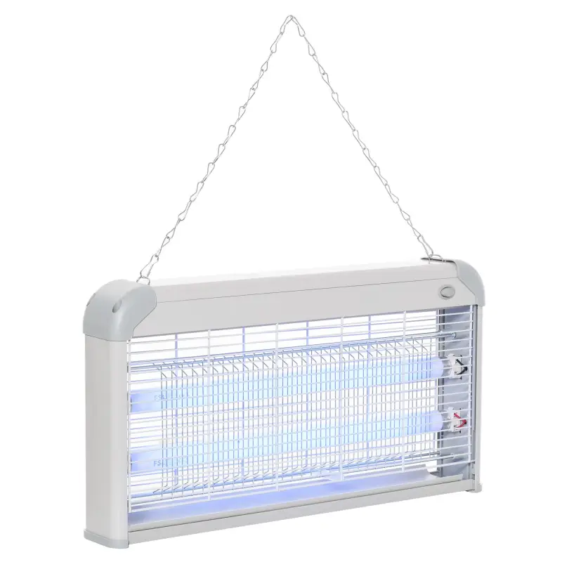 Lámpara Antimosquitos Eléctrico 30W Mata Mosquitos Eléctrico con Luz UV Efecto 60 m² 48,5x8,5x26,5 cm Gris