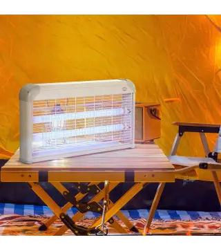 Lámpara Antimosquitos Eléctrico 30W Mata Mosquitos Eléctrico con Luz UV Efecto 60 m² 48,5x8,5x26,5 cm Gris