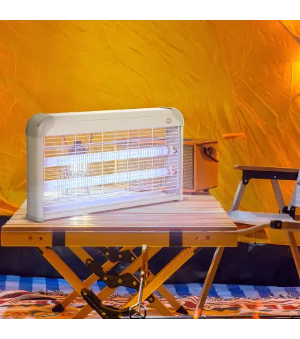 Lámpara Antimosquitos Eléctrico 30W Mata Mosquitos Eléctrico con Luz UV Efecto 60 m² 48,5x8,5x26,5 cm Gris