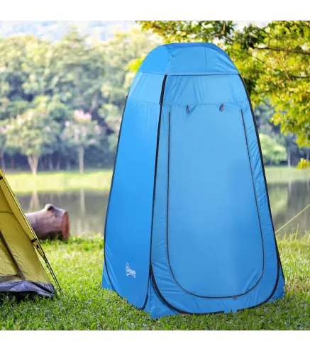 Tienda de Ducha Portátil con Bolsa de Transporte para Baño Inodoro 120x120x190 cm Azul